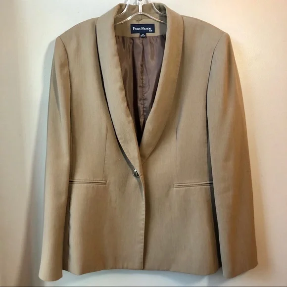 Evan Piccone Brown Tan one-button Blazer Sz 14 - Picture 2 of 7